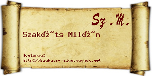 Szakáts Milán névjegykártya